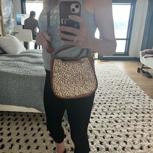Madewell crossbody purse with giraffe print